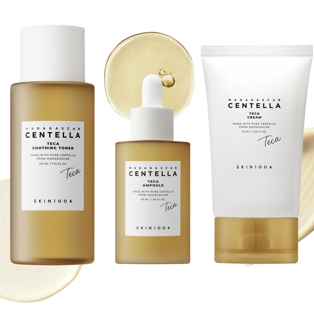 SKIN1004 Madagascar Centella TECA Skincare Set, Soothing Toner, Hydrating Ampoule & Moisturizing Cream, Korean Routine with TECA & PDRN for Barrier Support, Oil & pH Balance, Gift Set, Korean Skin Car