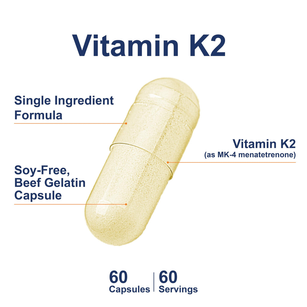 Carlson - Vitamin K2, MK-4 (Menatetrenone), Vitamin K Supplement, Bone & Heart Health, K2 Vitamin, Soy-free, 60 capsules