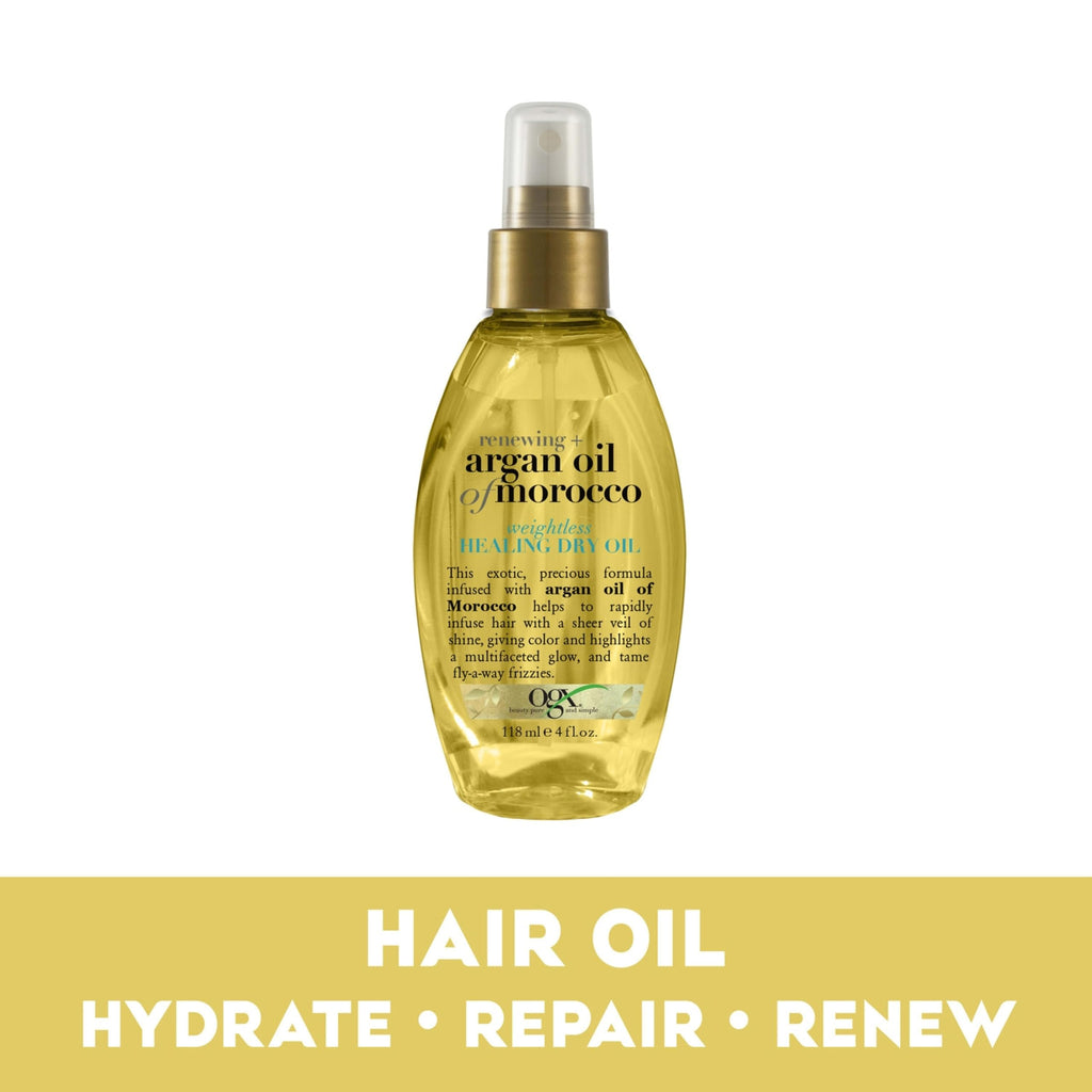 OGX Renewing + Argan Oil of Morocco Weightless Healing Dry Oil Spray, Lightweight Hair Oil Mist for Split Ends, Frizzy Hair and Flyaways, Paraben-Free, Sulfated-Surfactants Free, 4 Fl Oz
