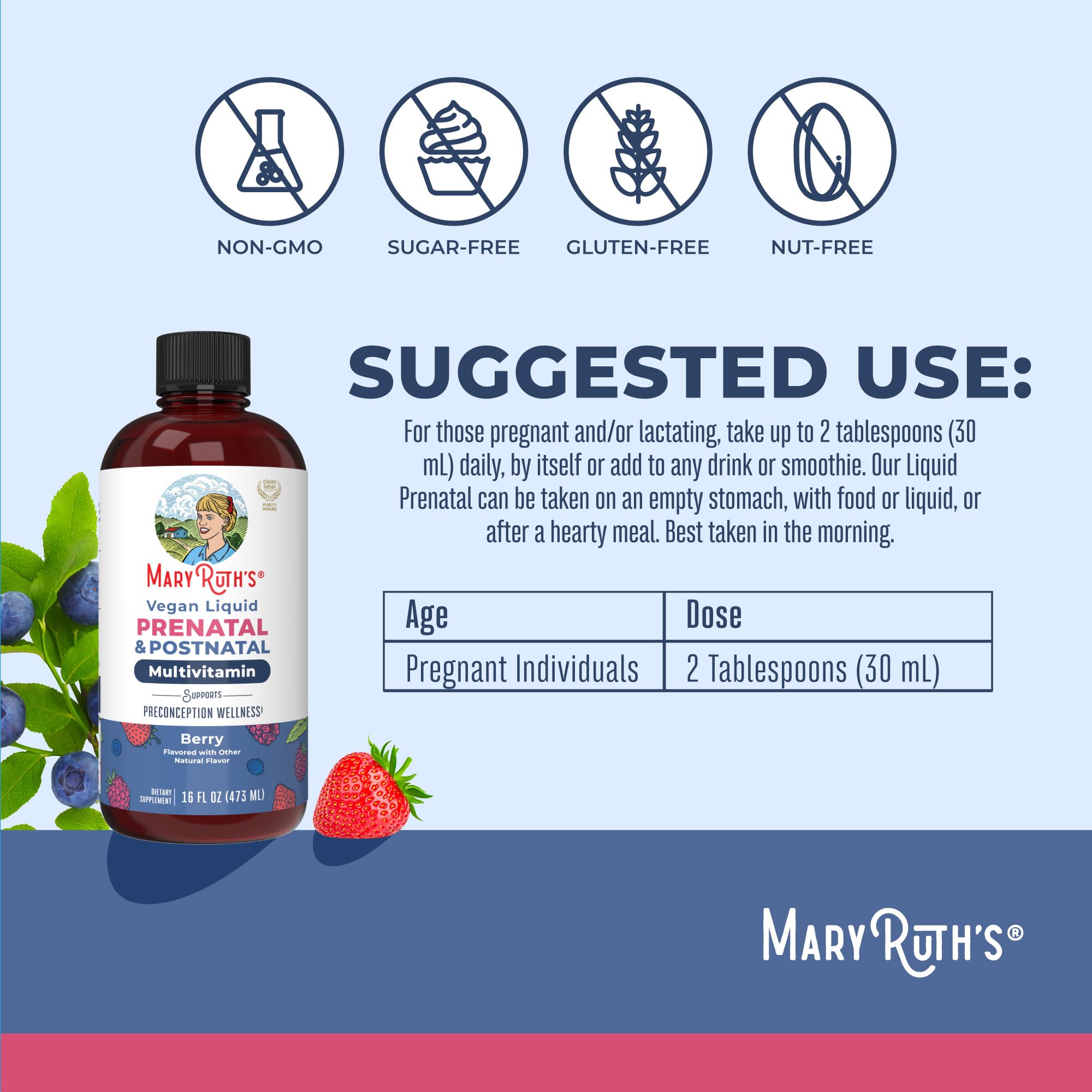 MARYRUTH'S Postnatal & Prenatal Liquid Multivitamin for Women, 16 oz, Vegan