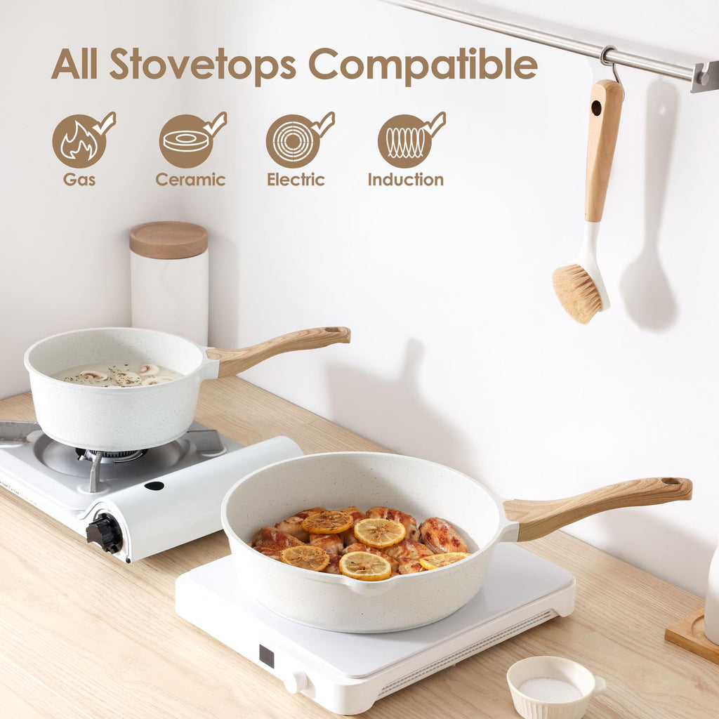 SENSARTE 16Pcs Ceramic Cookware Set Non toxic, Pots and Pans Set Non Stick