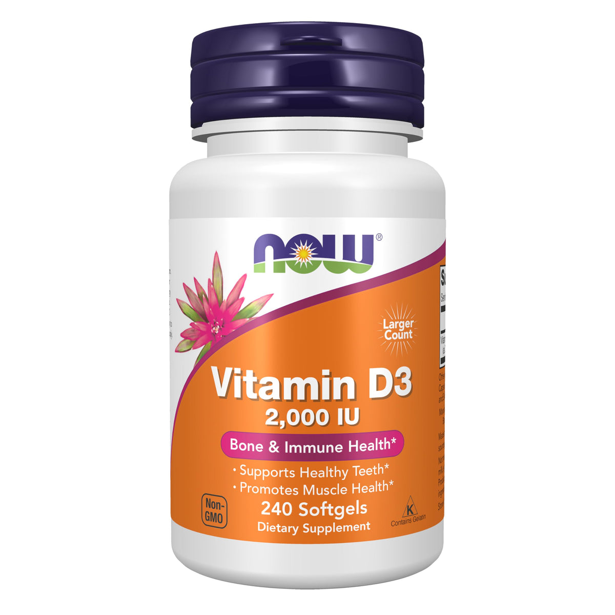 NOW Foods Supplements, Vitamin D-3 2,000 IU, High Potency, 240 Softgels