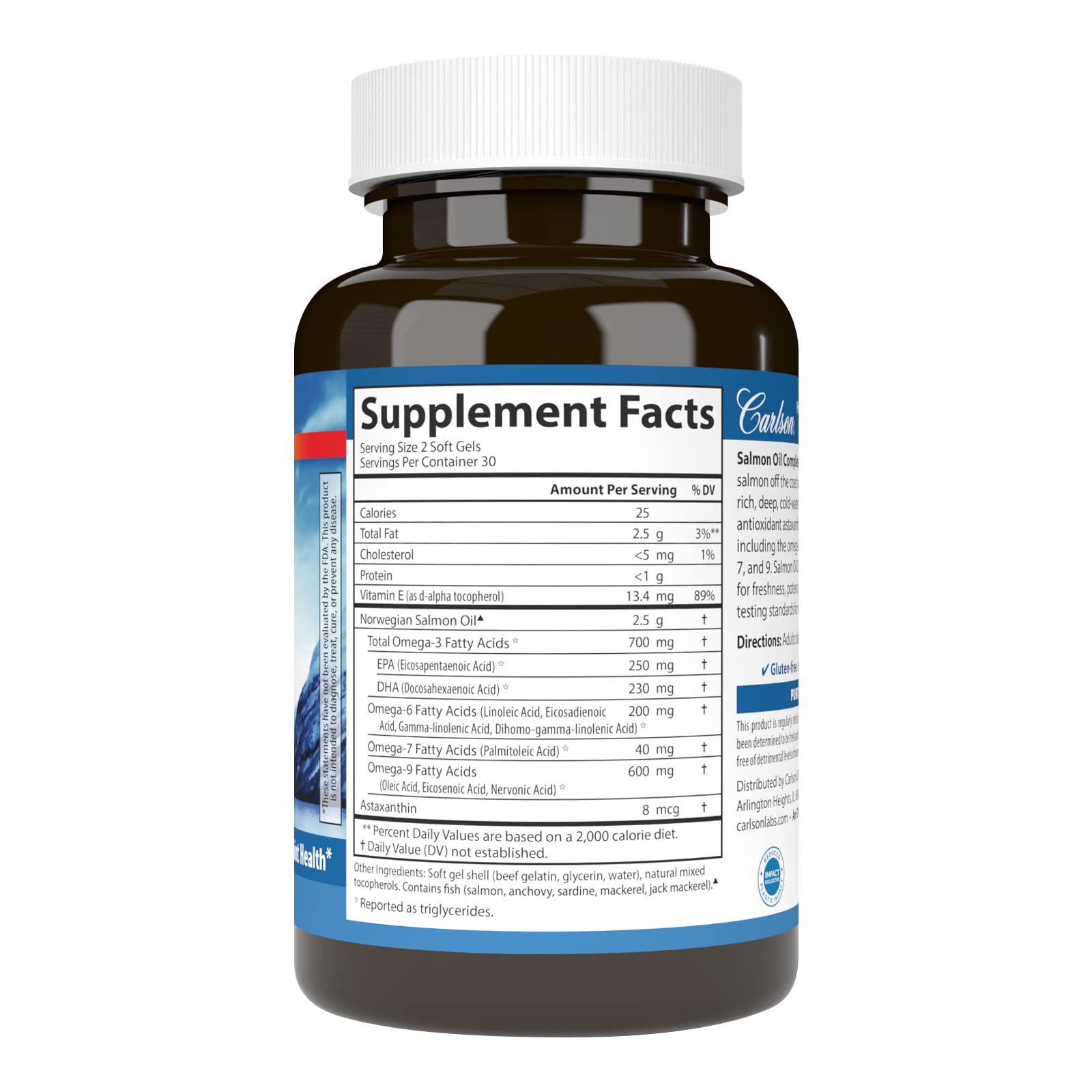 Carlson Salmon Oil Complete, 700 mg, Omega-3s plus Astaxanthin, 60 Softgels