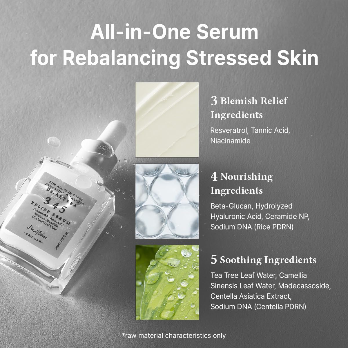 Dr.Althea 345 Relief Serum, Korean Vegan Skin Care, 1.01 Fl Oz