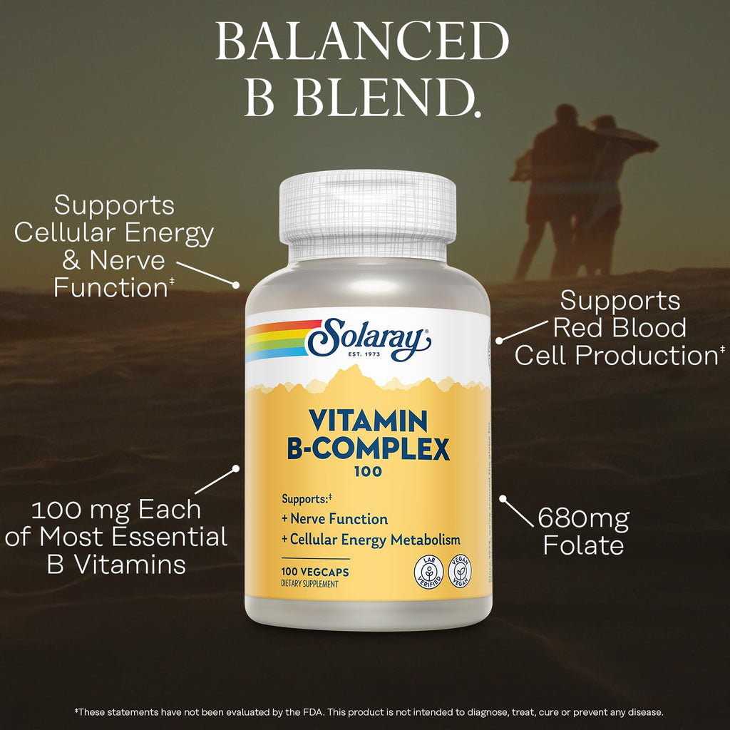 SOLARAY Vitamin B Complex 100 mg, 100 VegCaps (100 Count (Pack of 1))