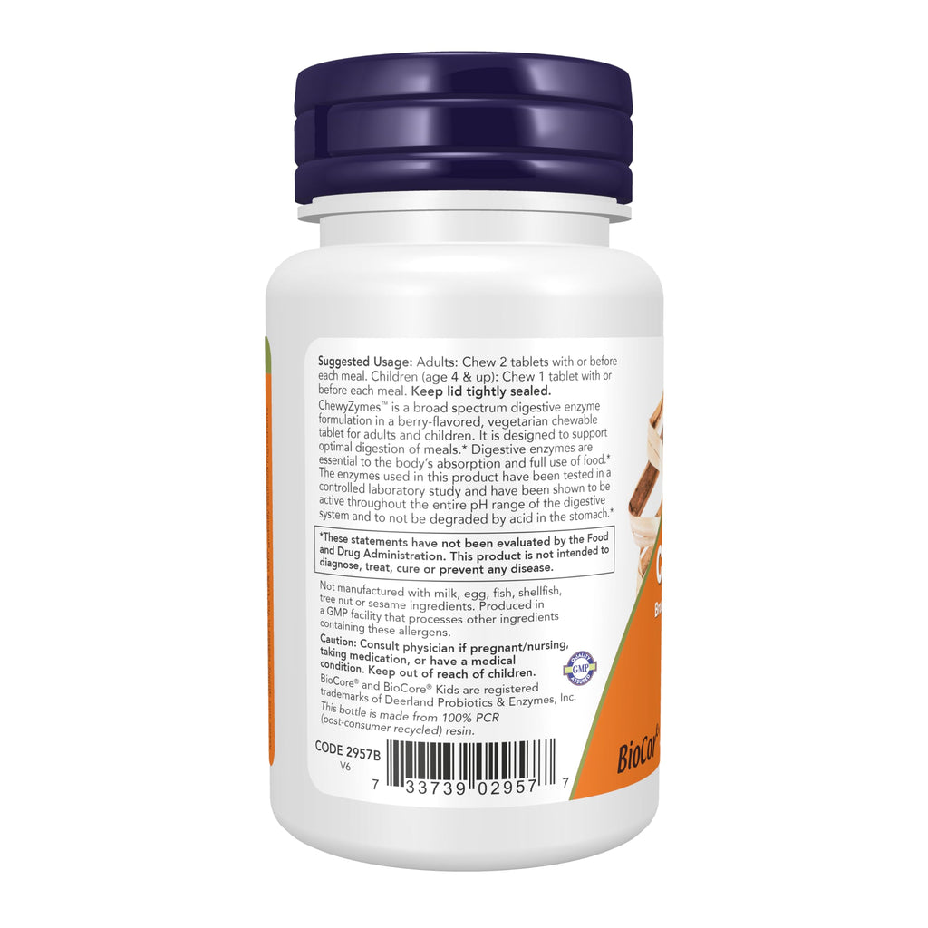 NOW Supplements, ChewyZymes, Berry Flavor, 90 Chewables