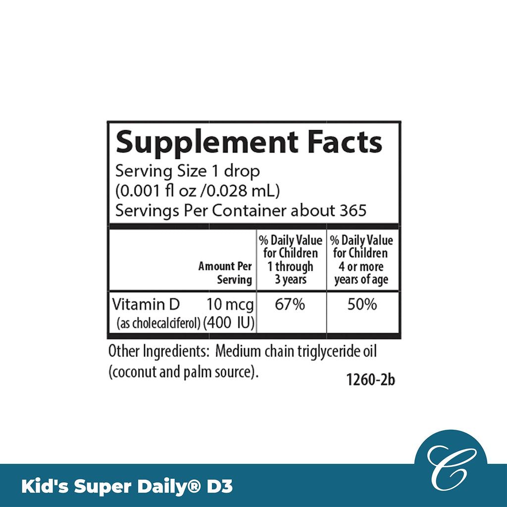 Carlson Kid's Super Daily D3, Kids Vitamin D Drops, 365 Drops (10.3 mL)
