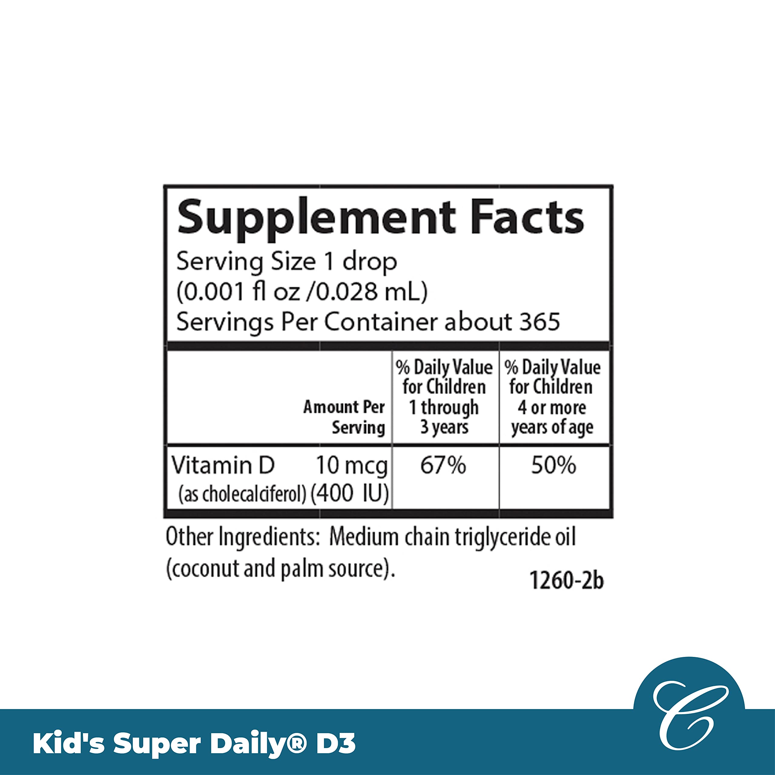 Carlson Kid's Super Daily D3, Kids Vitamin D Drops, 365 Drops (10.3 mL)