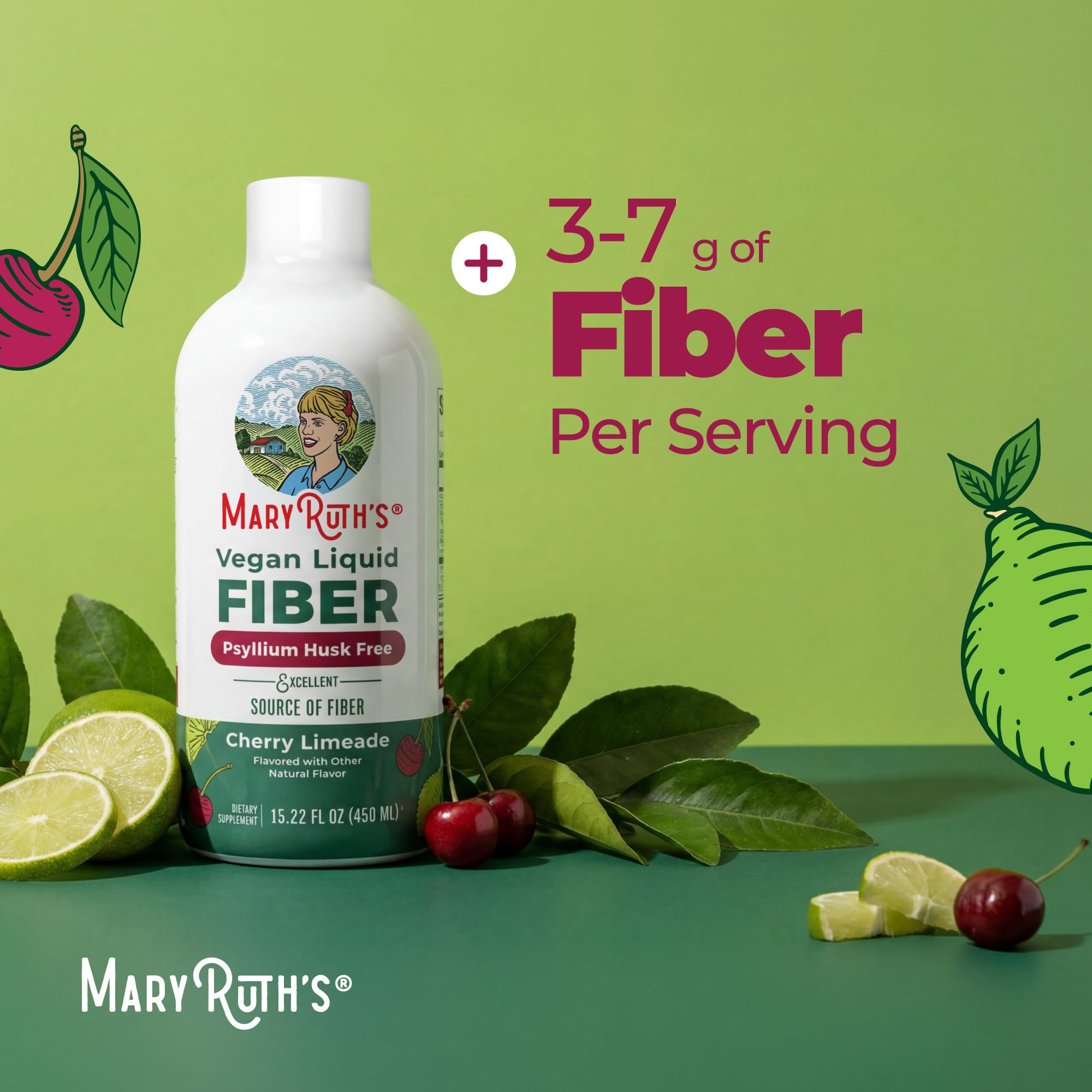 MARYRUTH'S Liquid Fiber for Ages 1+, Baobab Fruit, No Added Sugar, 15.22 oz