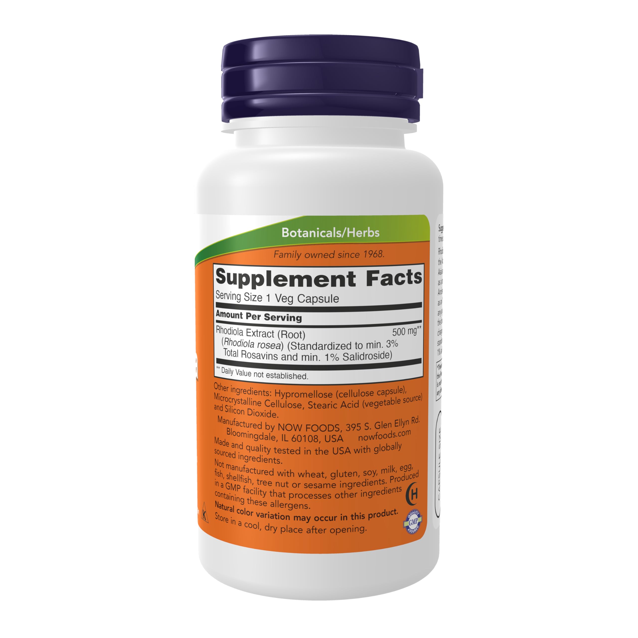 NOW Supplements, Rhodiola 500 mg, Helps Body Adapt to Stress of Daily Life*, Adaptogenic Herb*, 60 Veg Capsules