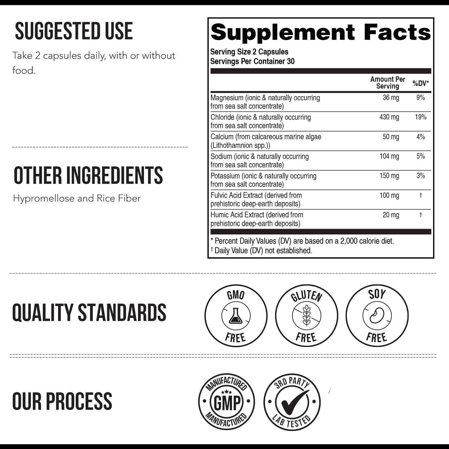 Ionic Lytes™ Electrolyte Mineral Complex with Ionic Sea Salt, Fulvic & Humic Acid - Supports Hydration, Electrolyte & Mineral Balance & Muscle Function (60 Capsules) - Soy-Free, Gluten-Free, cGMP