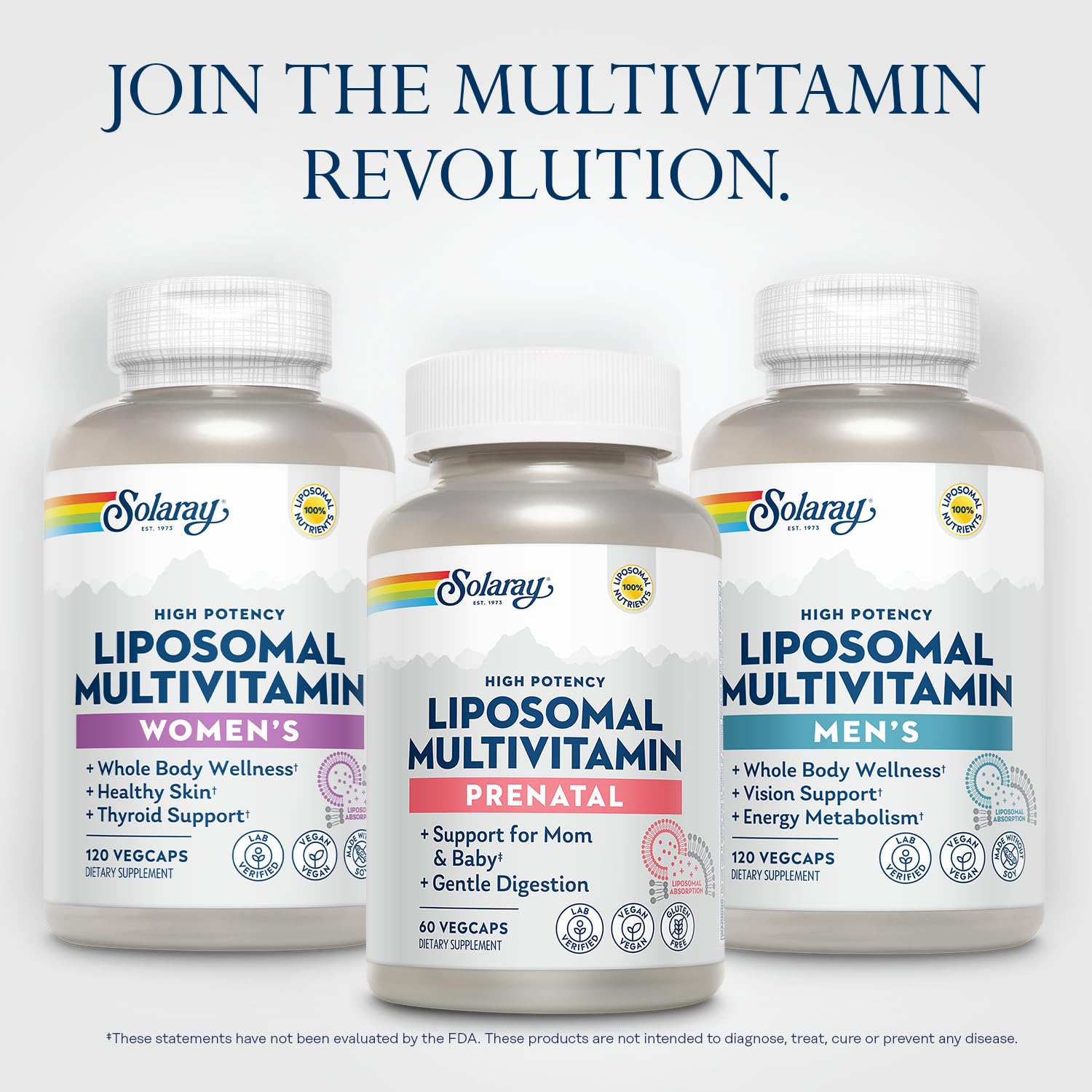 SOLARAY Liposomal Multivitamin Prenatal - Support for Mom & Baby with Prenatal Vitamins for Women, Folic Acid & Iron - High Potency, Gentle Digestion - 60-Day Guarantee - 30 Servings, 60 VegCaps