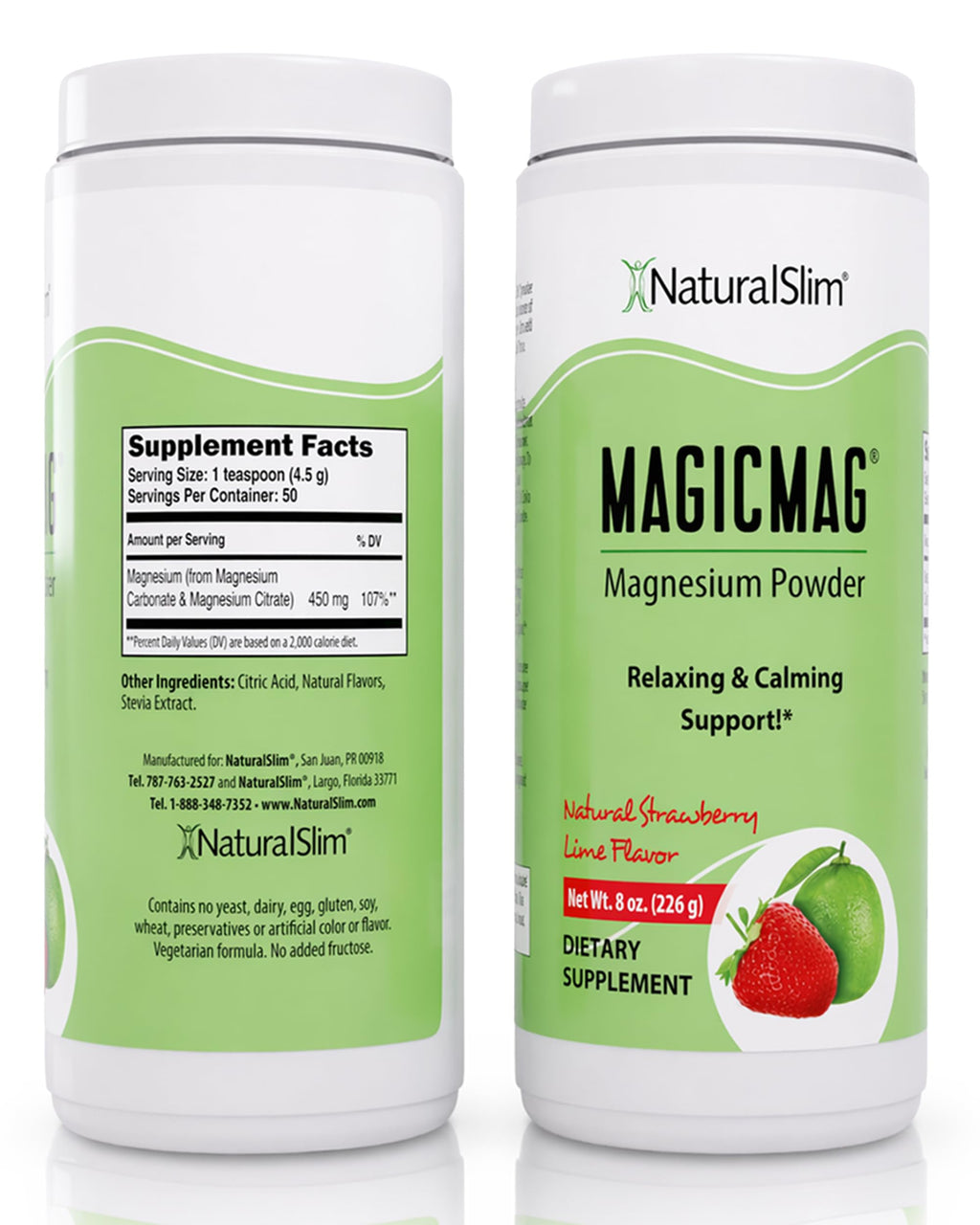 NaturalSlim MagicMag Magnesium Citrate Powder, Strawberry Lime, 8 oz 3 Pack