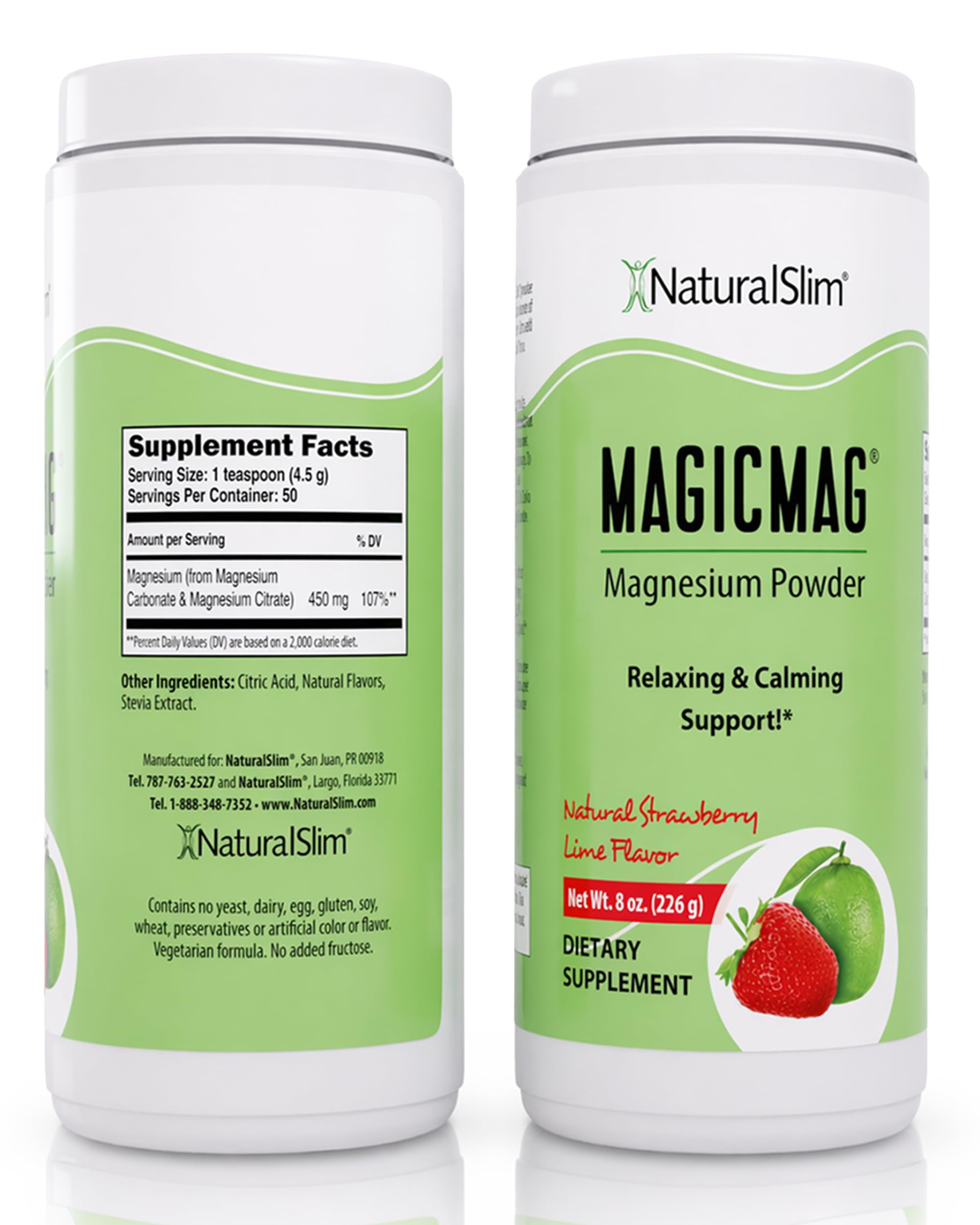 NaturalSlim MagicMag Magnesium Citrate Powder, Strawberry Lime, 8 oz 3 Pack