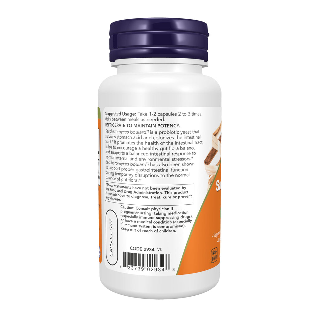 NOW Supplements, Saccharomyces Boulardii, 5 Billion CFU Probiotic, 60 Veg Capsules