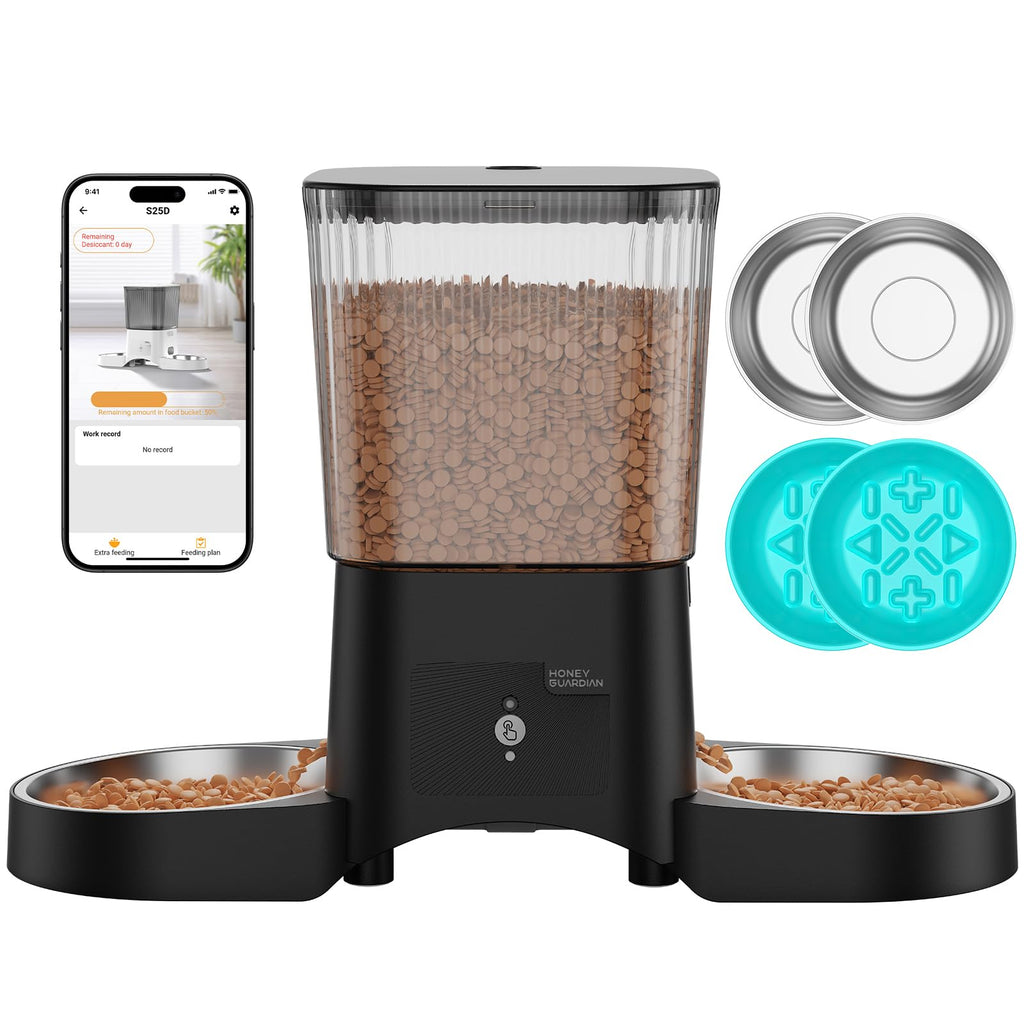 HoneyGuaridan Automatic Cat Feeder for 2 Cats,2.4G/5G WiFi APP Control