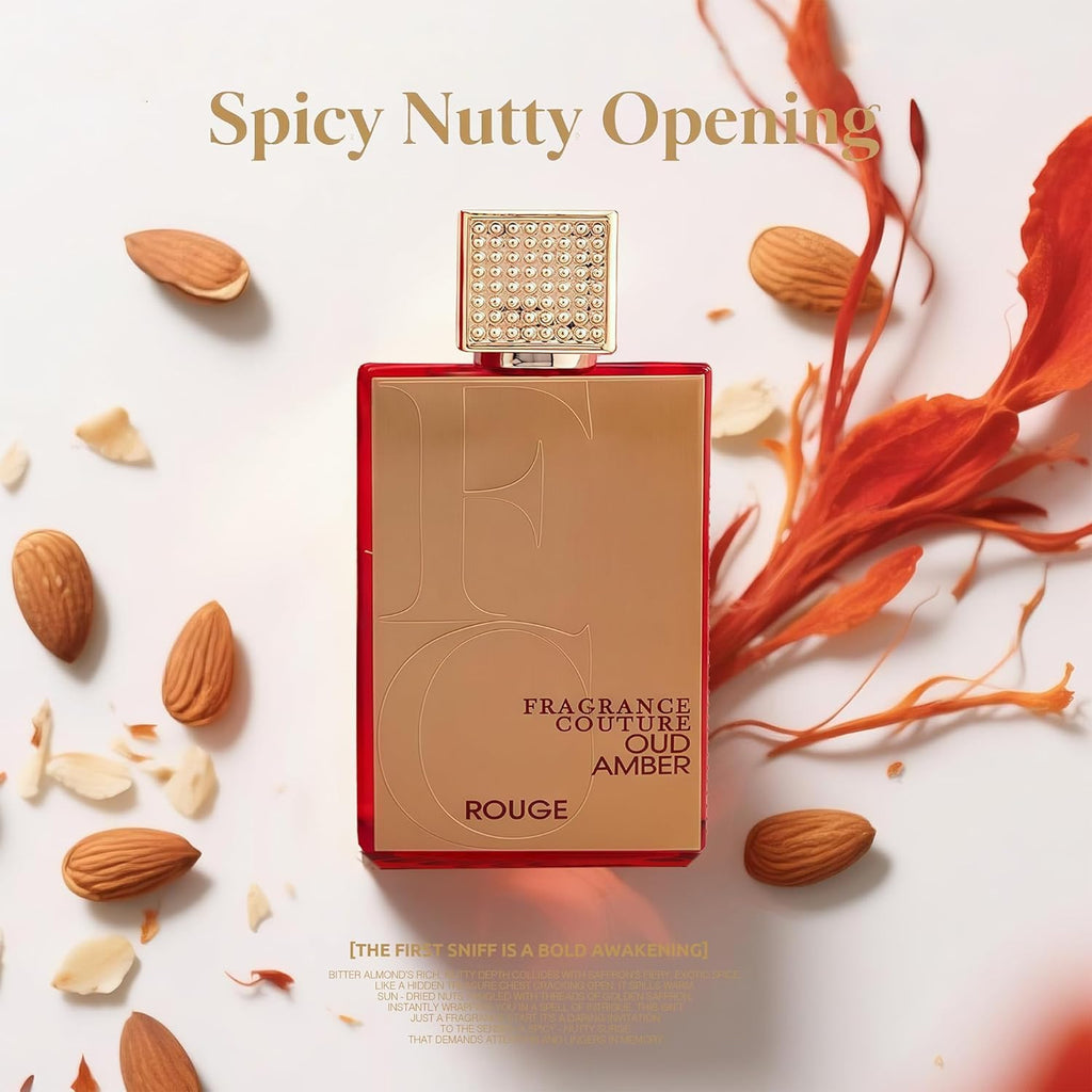 Oud Amber Rouge Unisex Perfume 100ml Eau de Parfum - Bold Spicy Amber Tobacco, Gourmand & Cedar Scent for Women & Men Daily Use
