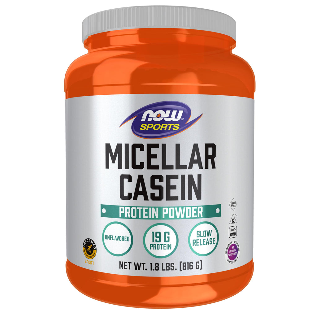 NOW Sports, Casein Protein 19 g, Micellar Casein, Unflavored Powder, 1.8 lb