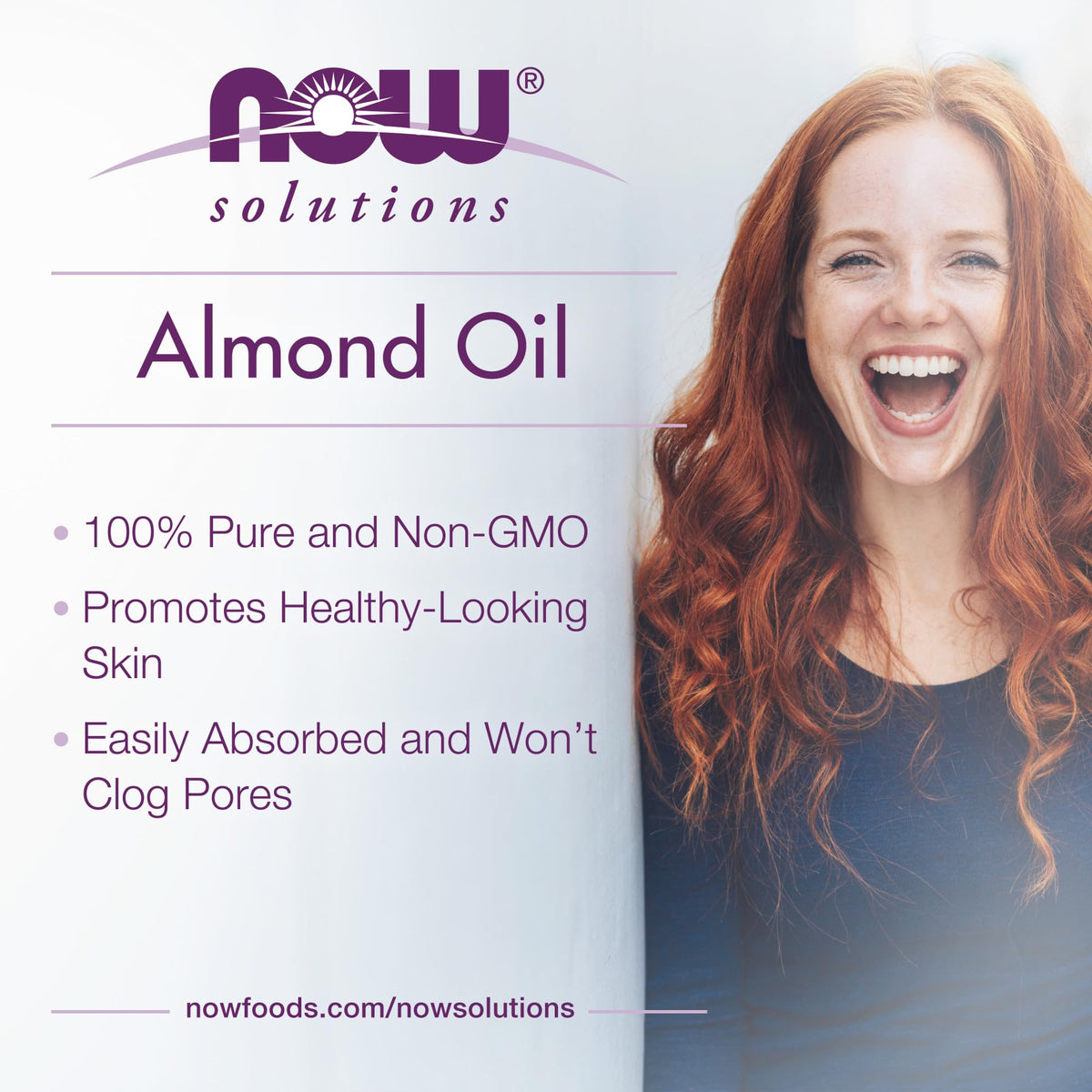 NOW Solutions Sweet Almond Oil, Moisturizer, Unscented, 16 fl. oz
