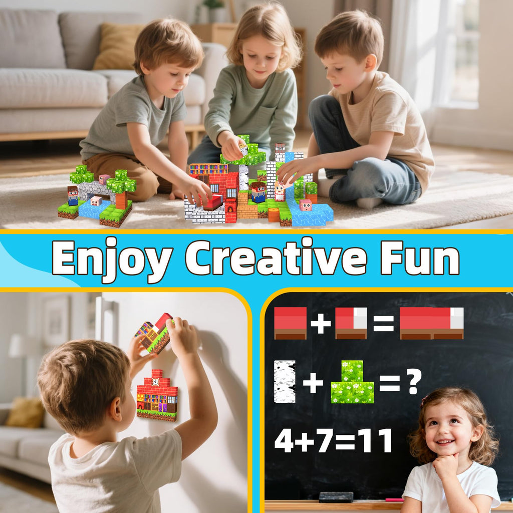 EchoPlan 200PCS Magnetic Blocks, Magnetic Building Blocks, Magnet Blocks Cubes, STEM Educational Stacking Magnet Toy for Kids Ages 3 4 5 6 7 8 9 10 11, Birthday Gifts for Boys and Girls, 1" Large Size