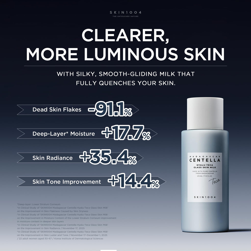 SKIN1004 Hyalu TECA Glass Skin Milk, Hydrating Face Moisturizer for a Dewy Glow, Milky Toner with Hyaluronic Acid for Deep Moisture, Peptides for Elasticity, Korean Skin Care, 7.10 fl.oz / 210ml