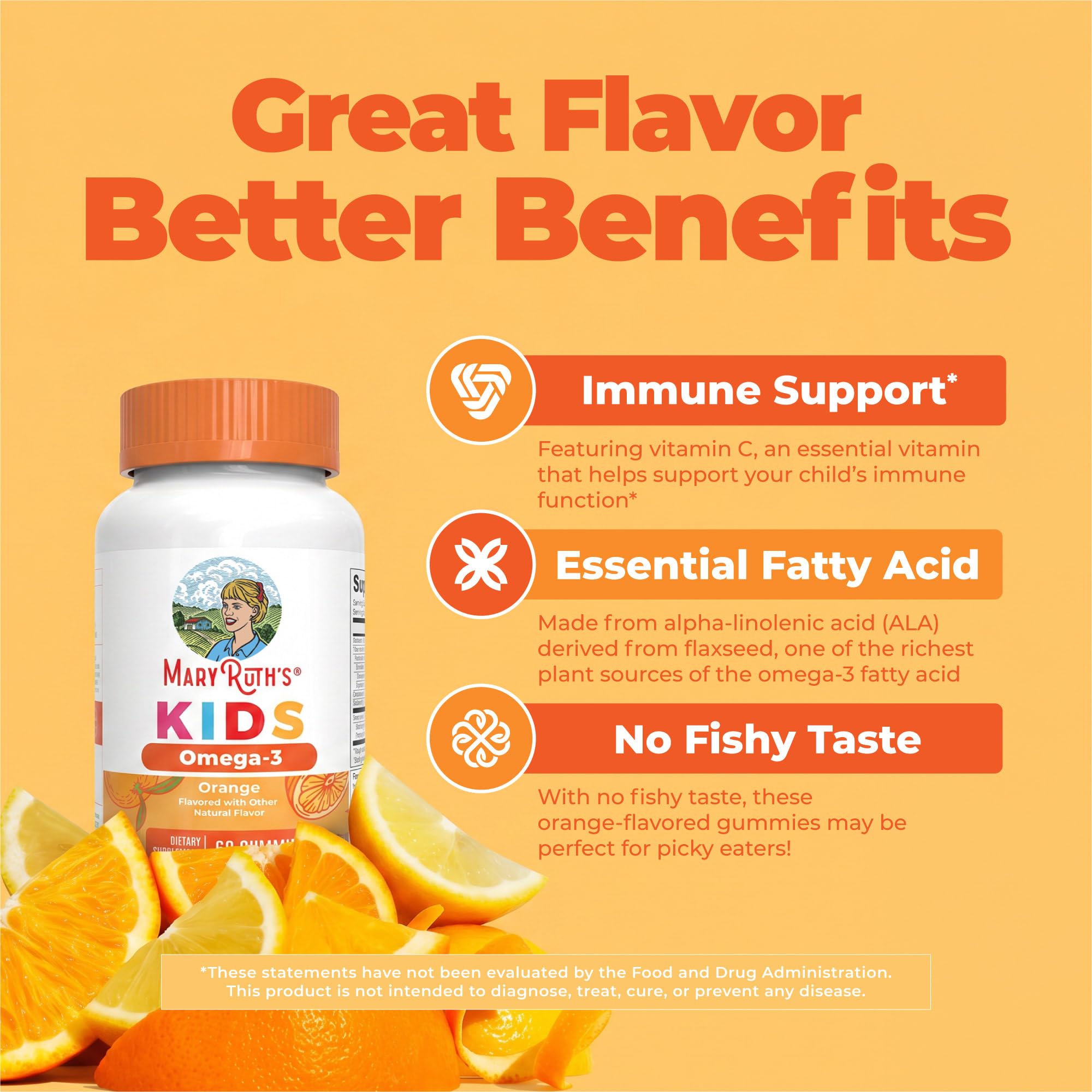 MARYRUTH'S Vegan Omega 3 Gummies for Kids, No Fish Taste, 2 Month Supply