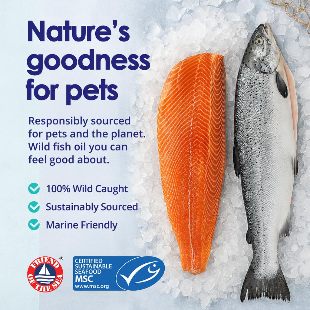 Pure Wild Alaskan Salmon Oil for Dogs - Omega 3 Formula - Dog Fish Oil Liquid - Skin and Coat Supplement for Shedding - Dry Itchy Skin and Allergies - EPA + DHA Fatty Acids - 32 oz Pump Bottle