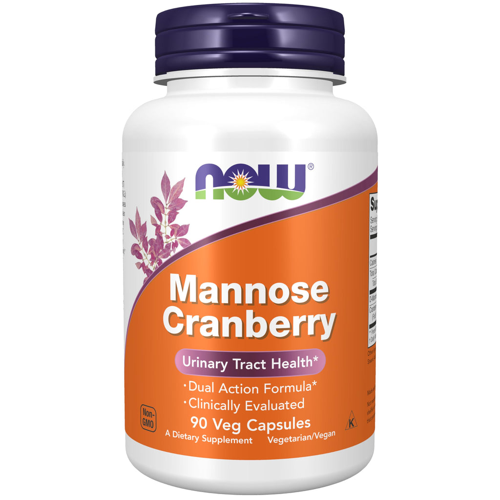 NOW Foods Supplements, Mannose Cranberry, Dual Action Formula*, Clinically Evaluated, Urinary Tract Health*, 90 Veg Capsules