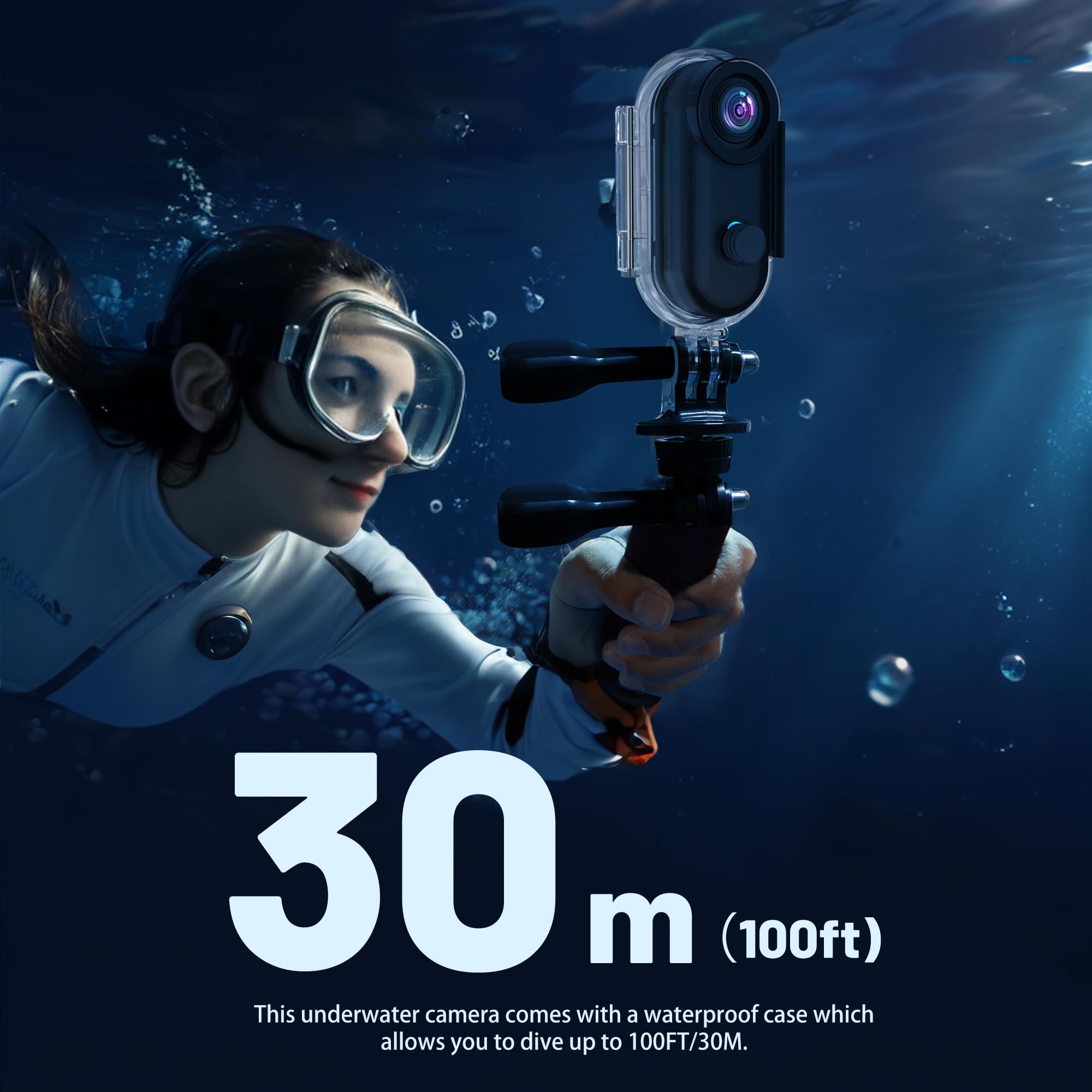 4K Mini WiFi Action Camera 128GB Thumb POV Portable Body Cam Wearable Video Recorder with IPX7 Waterproof Underwater Camcorder, Helmet Mount, Magnetic Sport DV for Bike Cycling, Pet, Vlogging(Black)