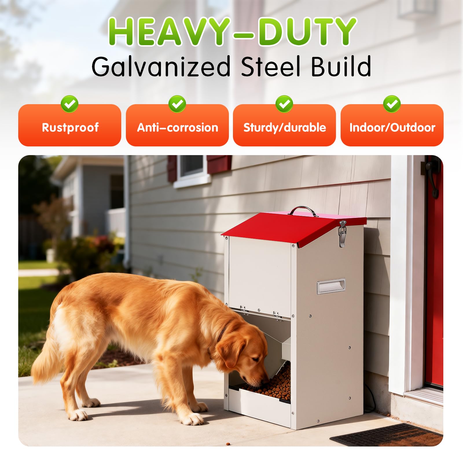 KHEARPSL 25 Lbs Automatic Dog Feeder for Large Dogs, Dog Food Dispenser