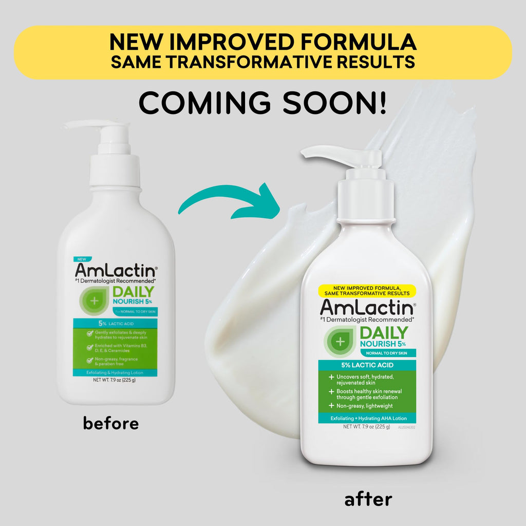 AmLactin Daily Nourish 5% Face & Body Lotion for Dry Skin, 7.9 oz