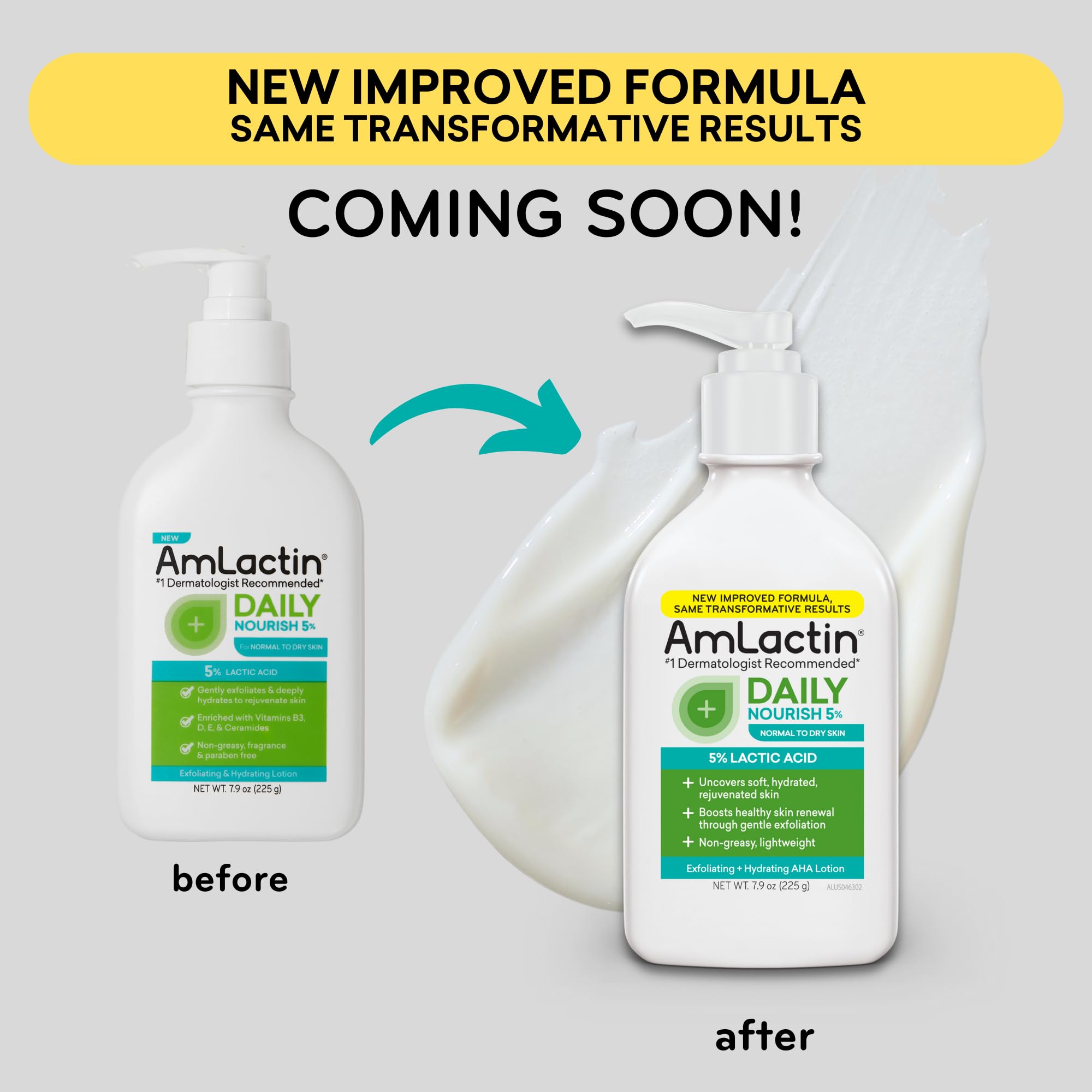 AmLactin Daily Nourish 5% Face & Body Lotion for Dry Skin, 7.9 oz