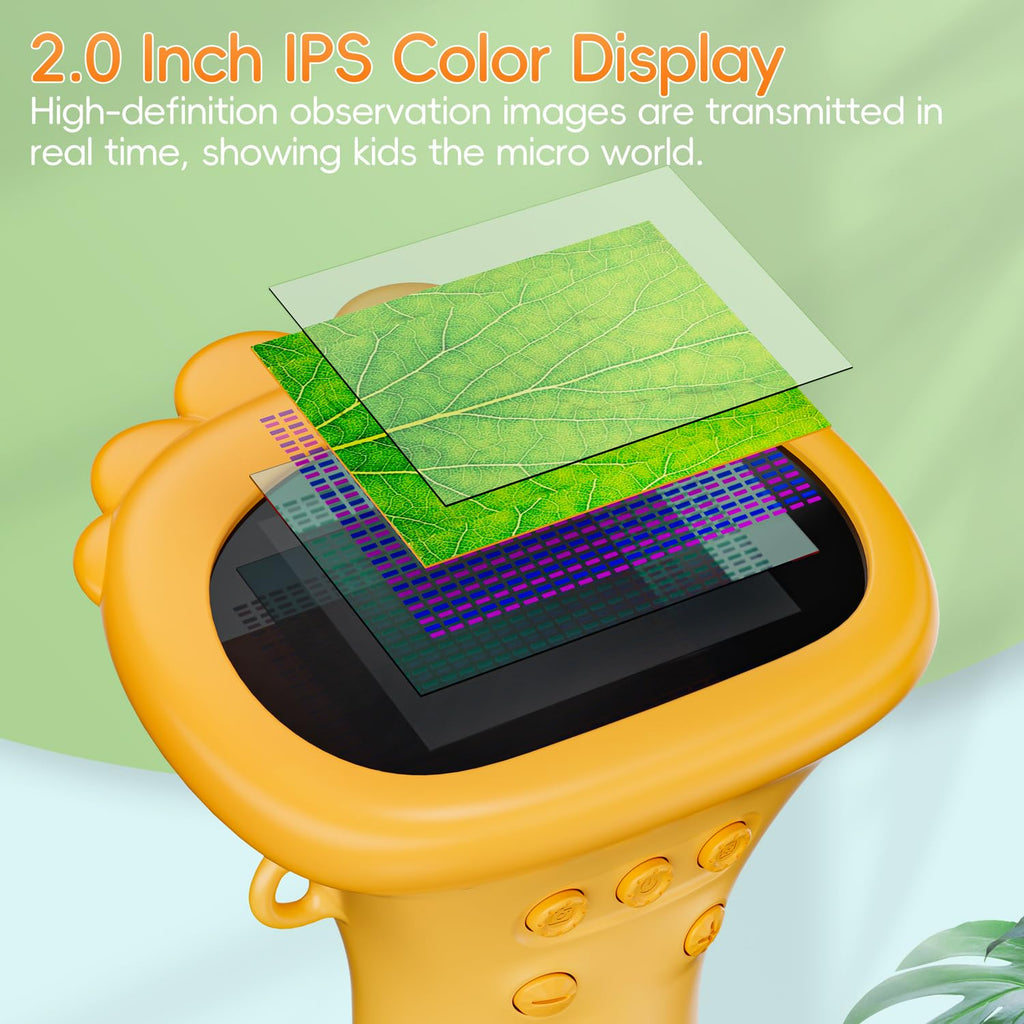 Microscope for Kids, SKYBASIC 2" IPS Screen 1000X Handheld Digital Microscopes HD Pocket Portable Mini USB Microscope Camera, PC Compatible, Science Edu Fun Birthday Gifts Toys for Children Students