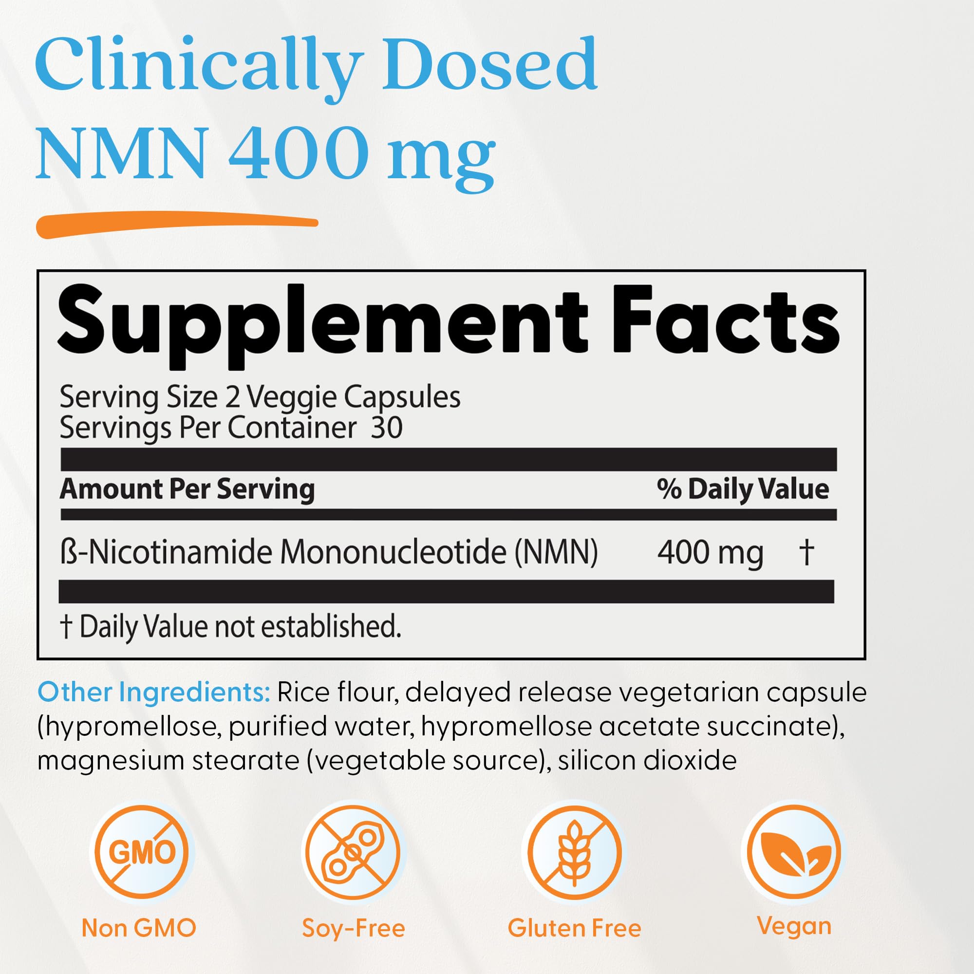 Doctor's Best NMN Supplement for Women & Men - Supports NAD+ Production & Cellular Energy, Beta Nicotinamide Mononucleotide, 200 mg per Capsule, Vegan, Non GMO - 60 Veg Caps