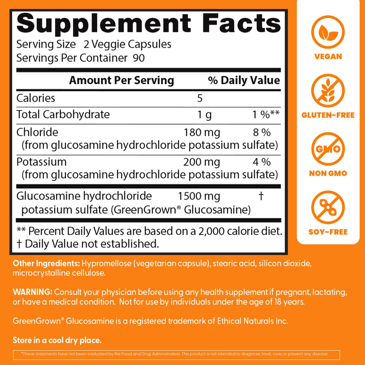 Doctor's Best Vegan Glucosamine Supplement for Men & Women - Glucosamine 1500mg Per 2 Capsules, Joint Health Support for Adults, Gluten Free, Non GMO, Vegetarian/Vegan - 180 Veg Caps