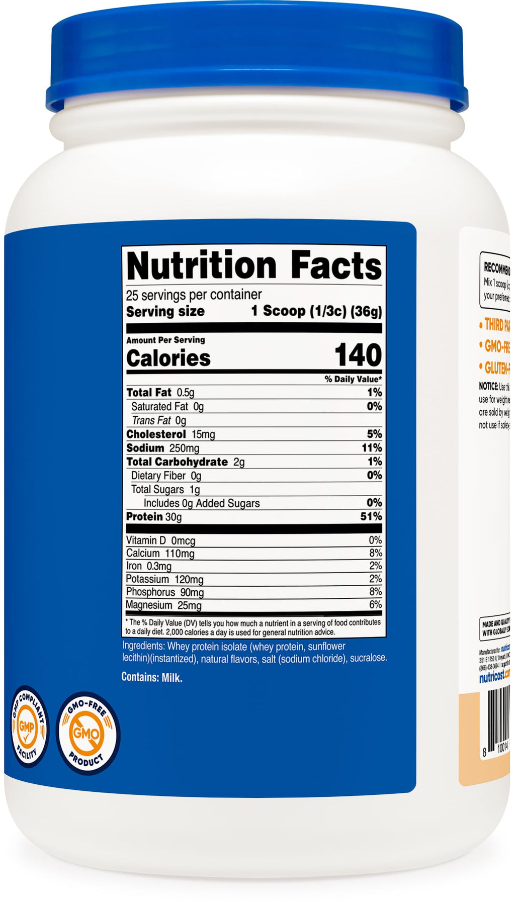 Nutricost Whey Protein Isolate Powder (Cake Batter, 2LBS)
