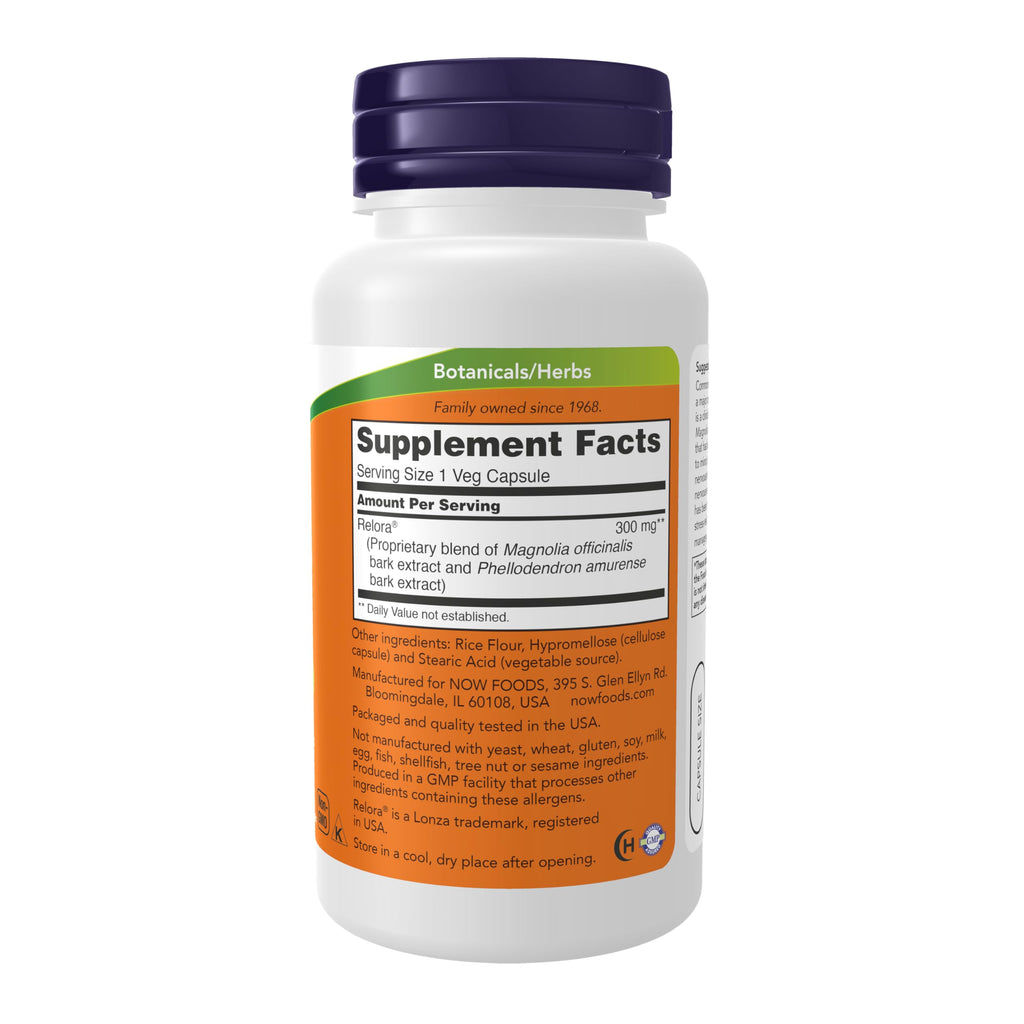NOW Foods Supplements, Relora 300 mg (a Blend of Plant Extracts from Magnolia officinalis and Phellodendron amurense), 60 Veg Capsules