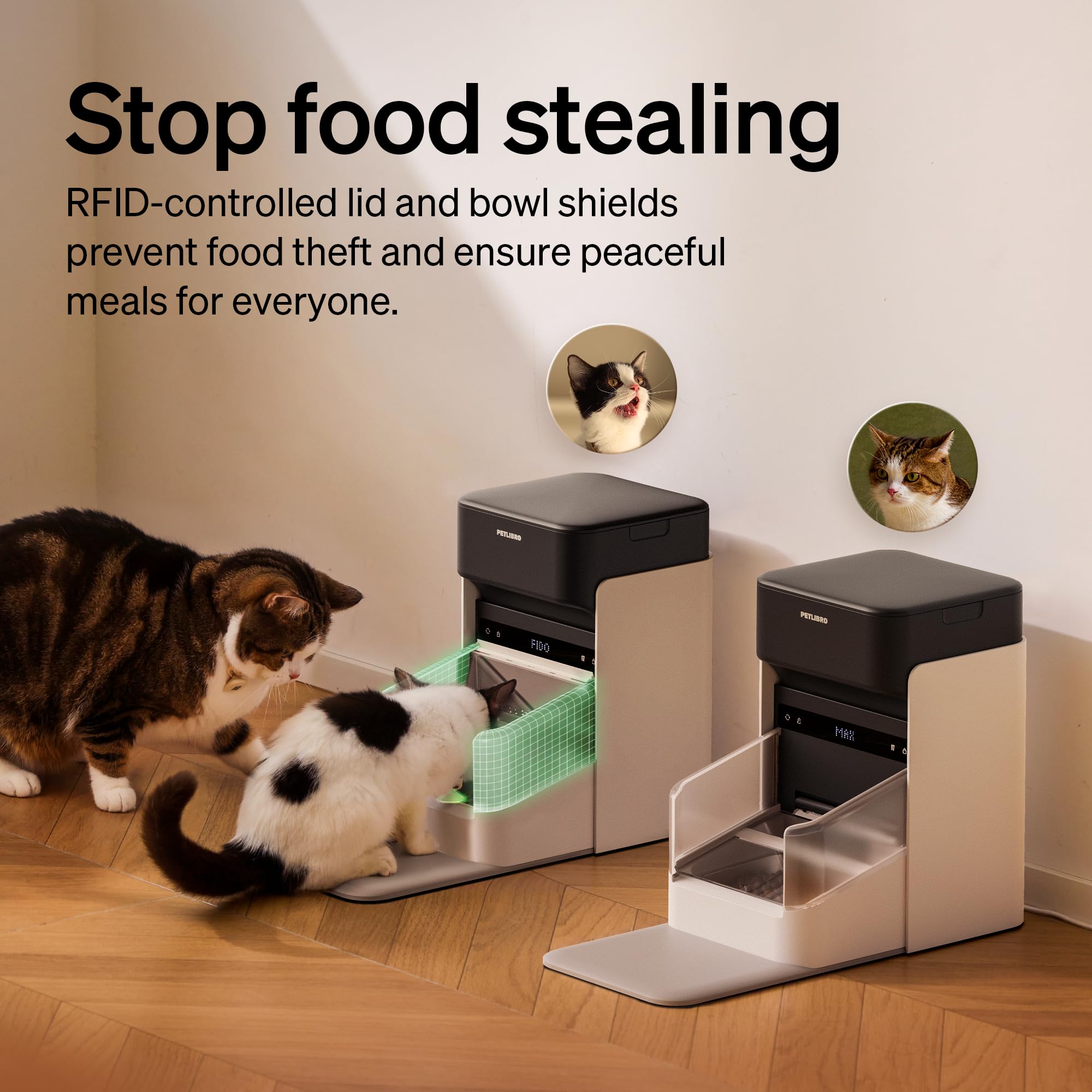 PETLIBRO RFID Automatic Cat Feeder, Collar Sensor-Activated Personalized Meals, Cats Recognition & Diet Tracking for Multi-Pet Homes and Different Diets, 5G&2.4G Wi-Fi Programmable Cat Food Dispenser