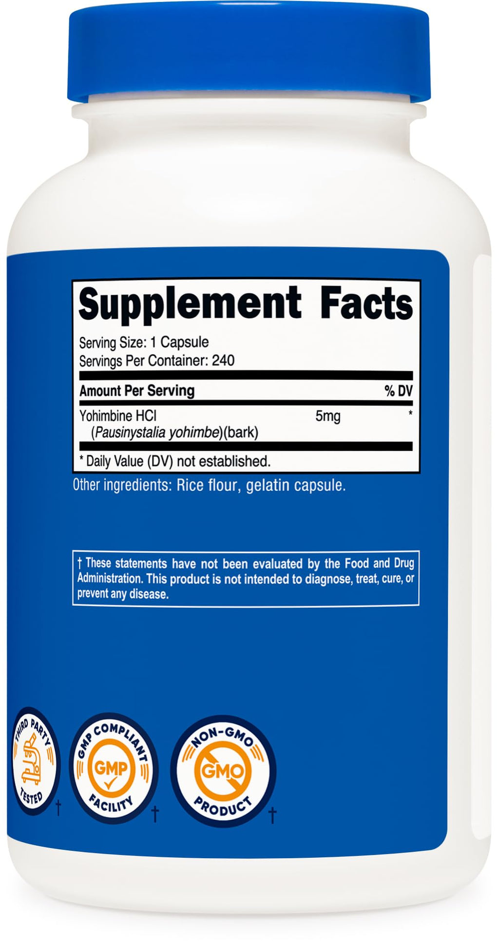 Nutricost Yohimbine HCl 5mg, 240 Capsules (2 Bottles) - Extra Strength - Gluten Free & Non-GMO