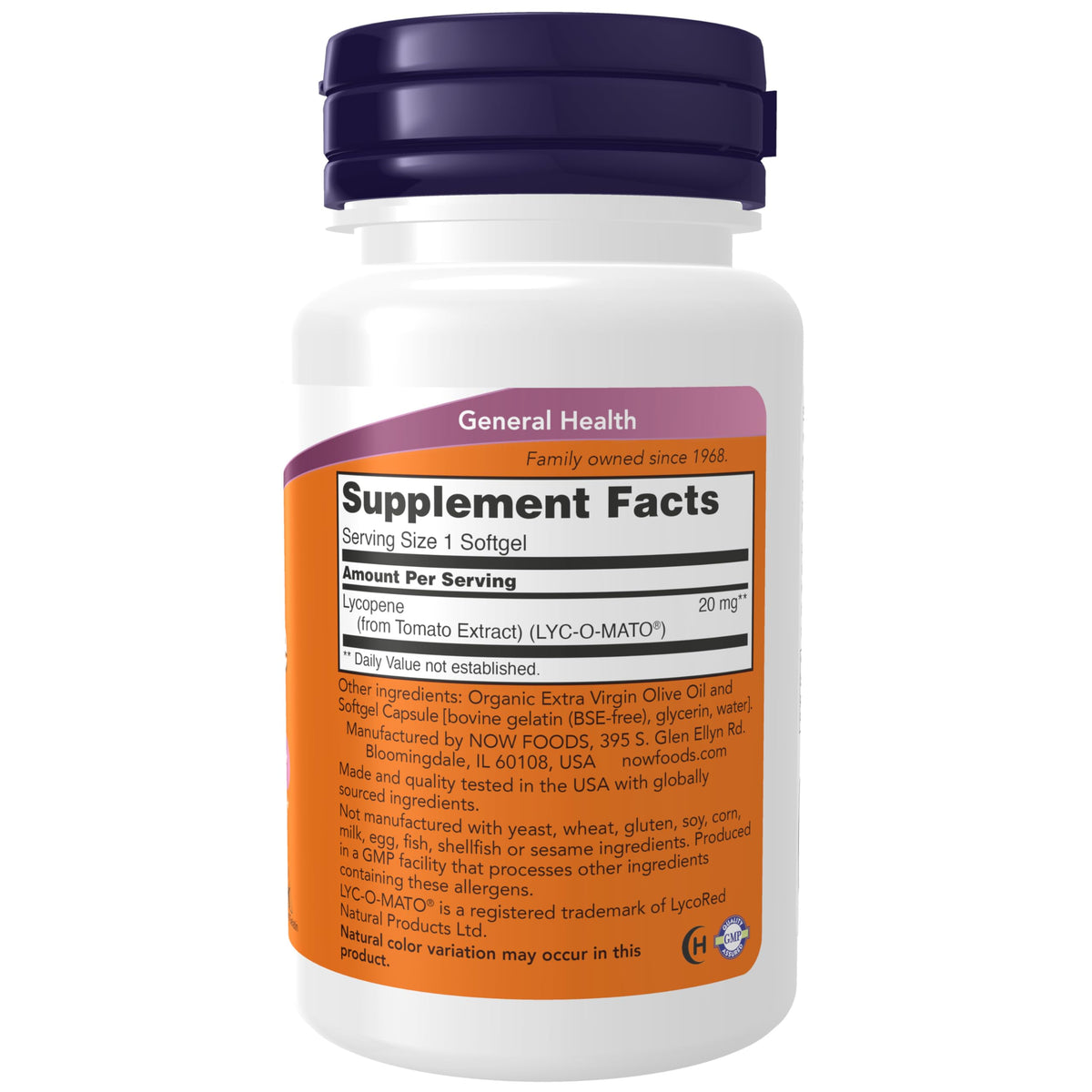 NOW Supplements, Lycopene 20 mg with Extract from Tomatoes, 50 Softgels
