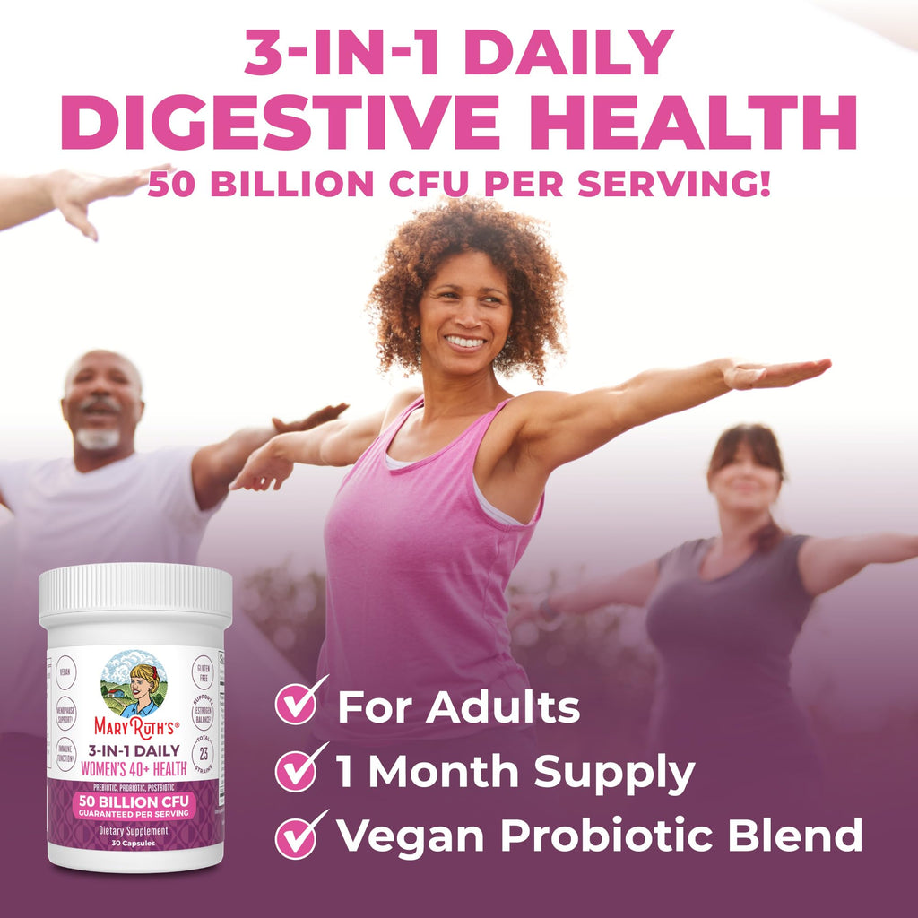 MaryRuth's 3-in-1 Daily Health 40+ Probiotics for Women, 50 Billion CFU