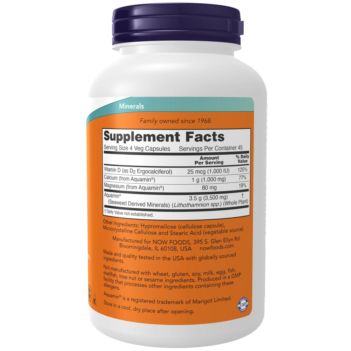 NOW Foods Supplements, Red Mineral Algae Plus Vitamin D-2, 180 Veg Capsules
