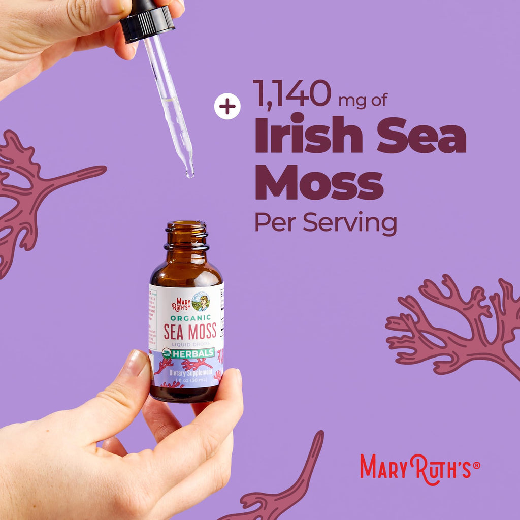 MARYRUTH'S USDA Organic Irish Sea Moss Liquid Drops, Unflavored, 1 oz
