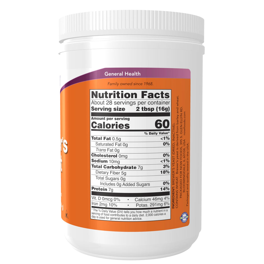 NOW Foods Supplements, Brewer's Yeast Powder with naturally occurring Protein and D-Vitamins, 1-Pound