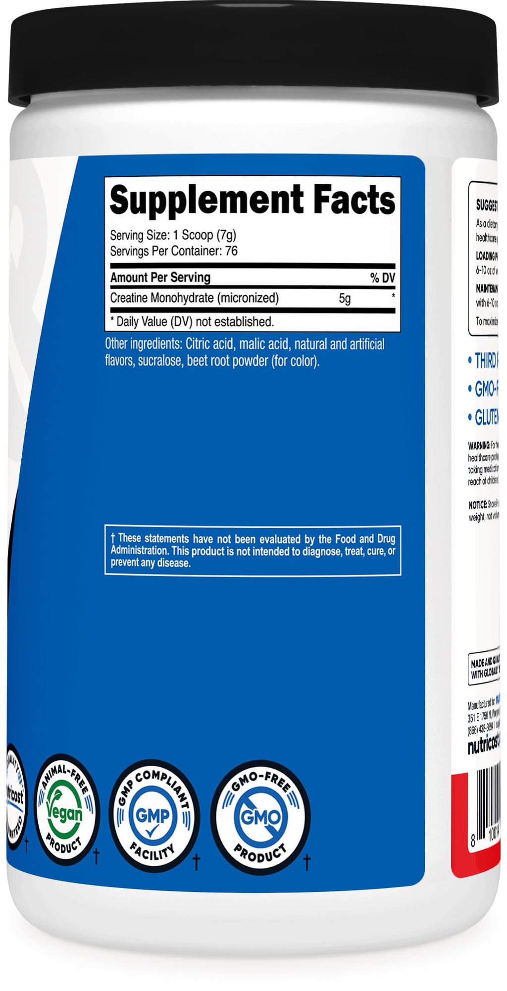 Nutricost Creatine Monohydrate Powder (Fruit Punch, 500 Gram)