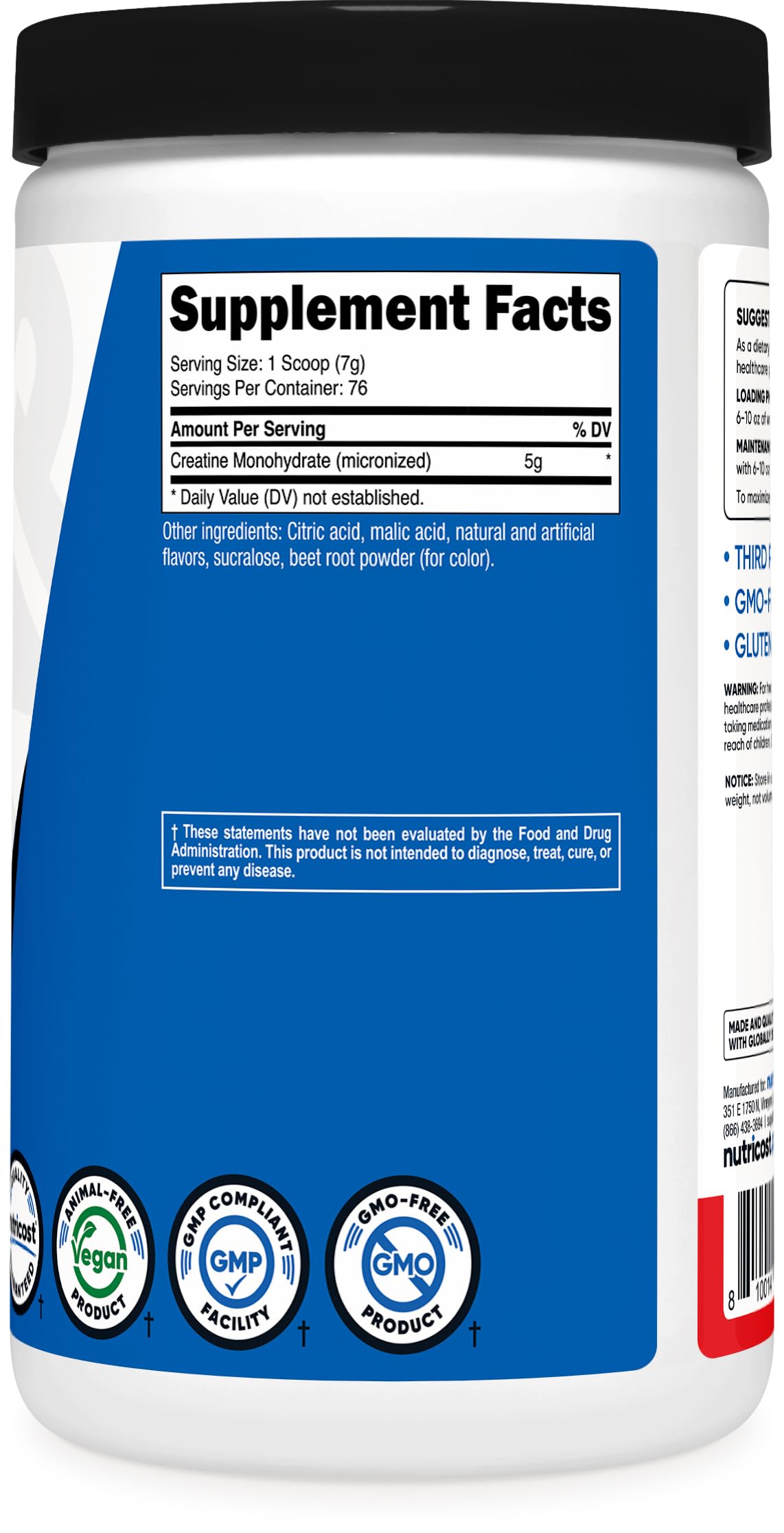 Nutricost Creatine Monohydrate Powder (Fruit Punch, 500 Gram)