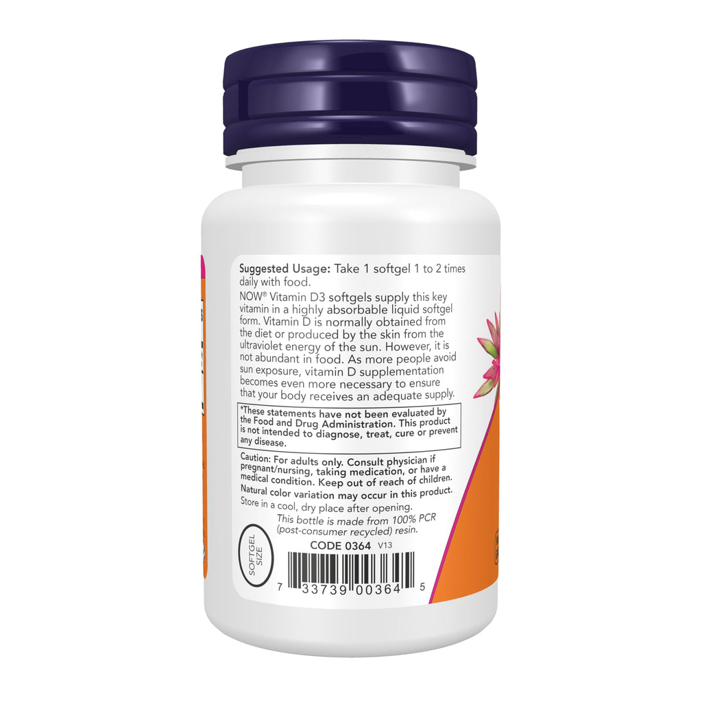 NOW Supplements, Vitamin D-3 400 IU, Strong Bones, 180 Softgels