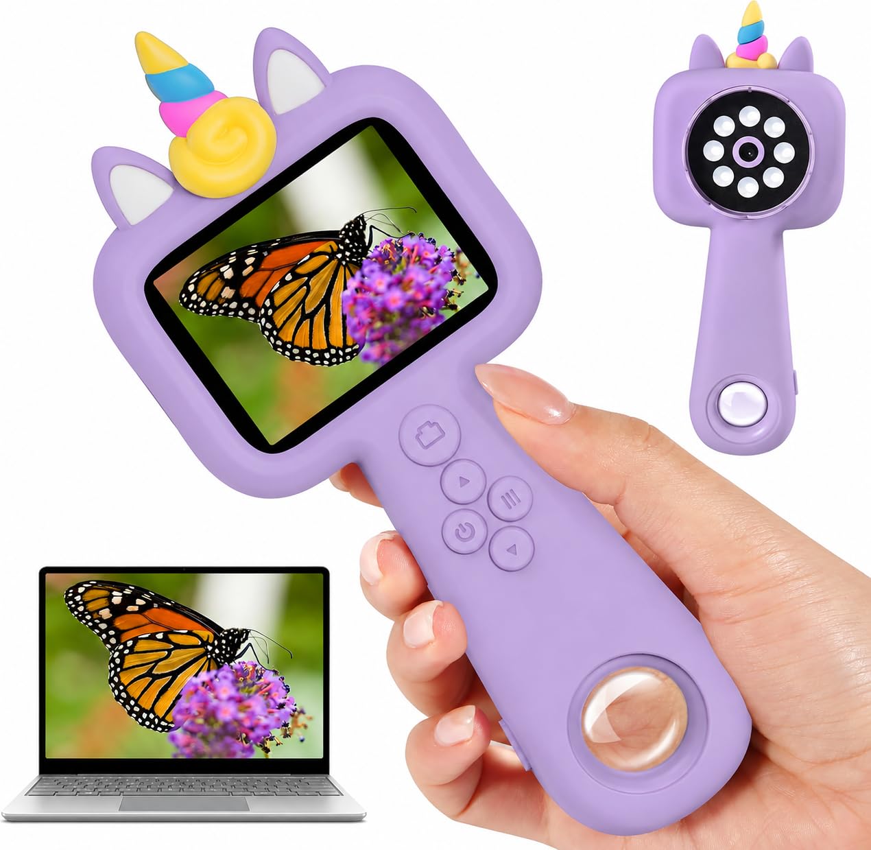 Vivid Glass 2.4" Screen Kids Microscope, 4K Handheld Digital Microscope