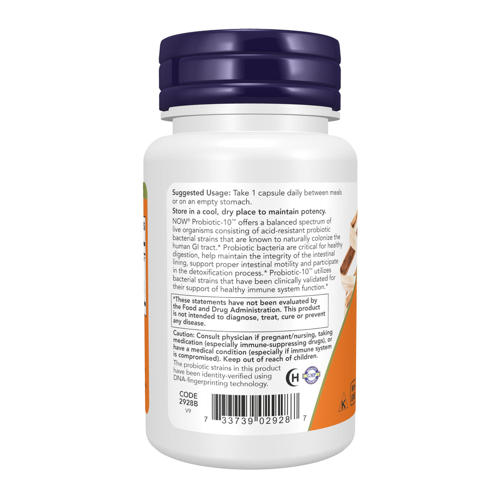 NOW Foods Supplements, Probiotic-10™, 50 Billion, with 10 Probiotic Strains, Strain Verified, 50 Veg Capsules