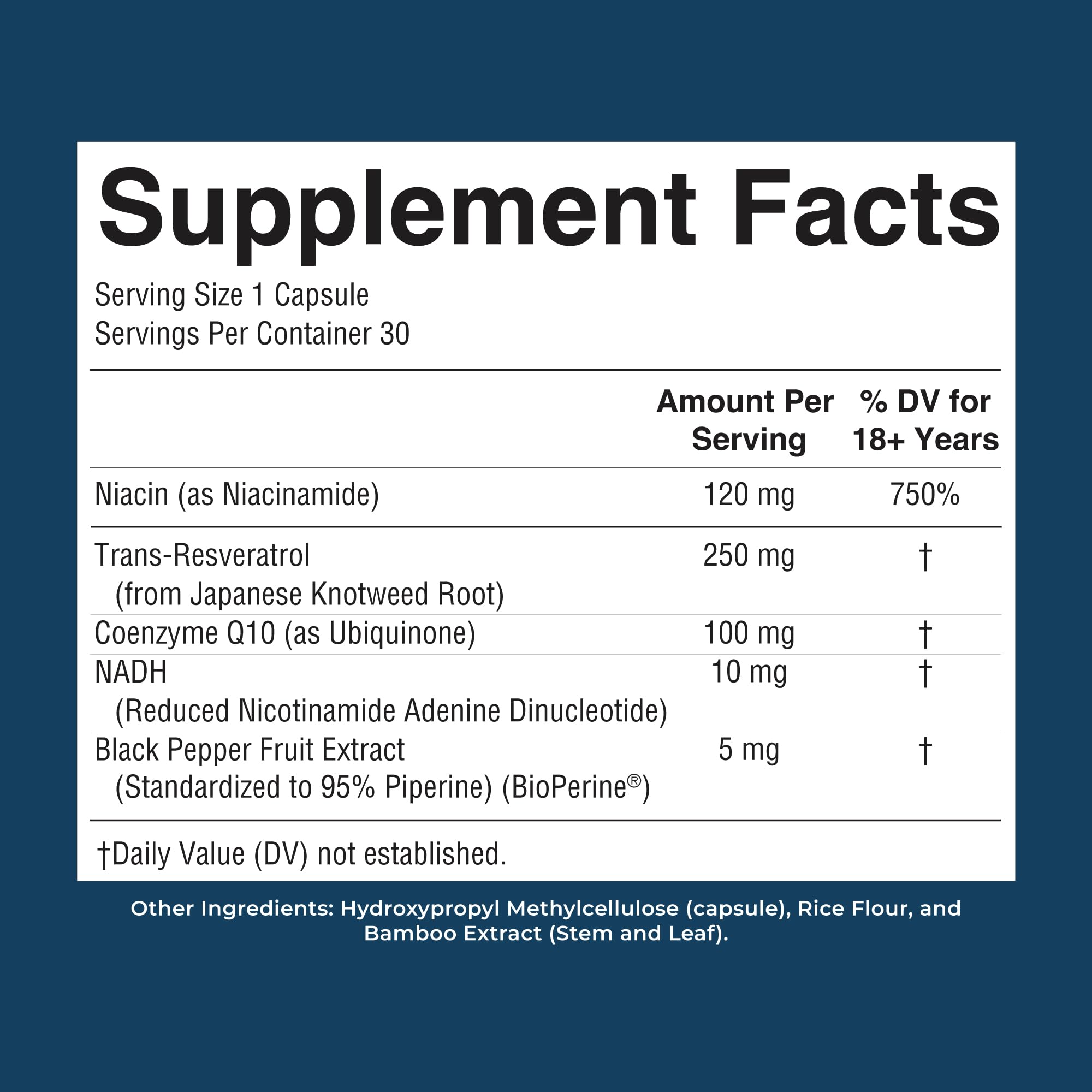 MARYRUTH'S NADH Capsules, Niacin, NAD+ Precursor, 30 Servings, CoQ10, Vegan